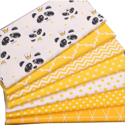 Syunss Hot Yellow Crown Bear Stars Wave Cotton Fabric Diy Patchwork Cloth For Quilting Baby Cribs Cushions Dress Sewing Tissus