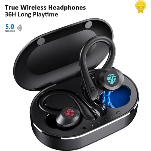 TWS Bluetooth Earphones Touch Control Wireless Headphones 36H Long Playtime with Mic Sports Wireless Earbuds 9D Stereo Headsets
