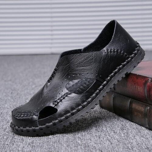 Comfortable Men Waterproof Sport Sandals for Walking Genuine Leather Beach Slippers Big Size Breathable Shoes