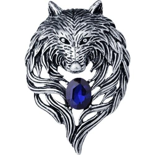 Vintage Animal Wolf Rhinestone Collar Brooch Pins Badge Fashion Suit Clothing Wedding Jewelry Accessories Best Mens Gift Sale