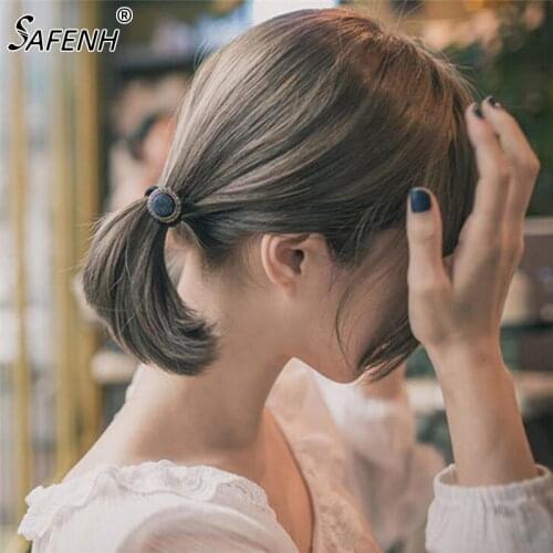 1Pc Fabric hair accessories for women Korean Elastic Hair Ring Rubber band Button simple temperament women Hair rope