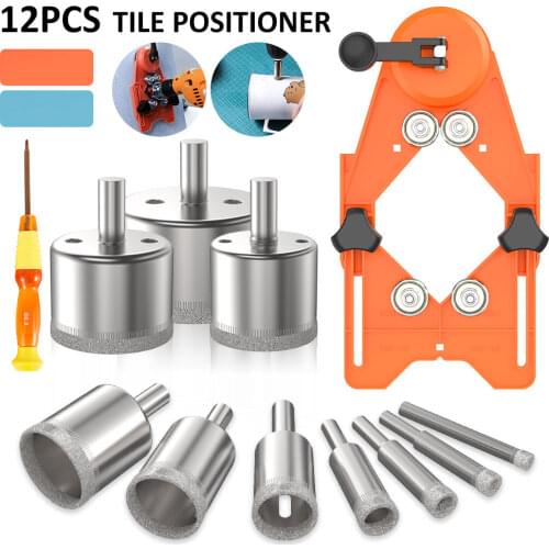 10PCS 6-50mm Diamond Drill Bit Tile Opener with Hole Saw Guidance Fixture Positioner Locator Leveler Regulator Diamond Drill Bit