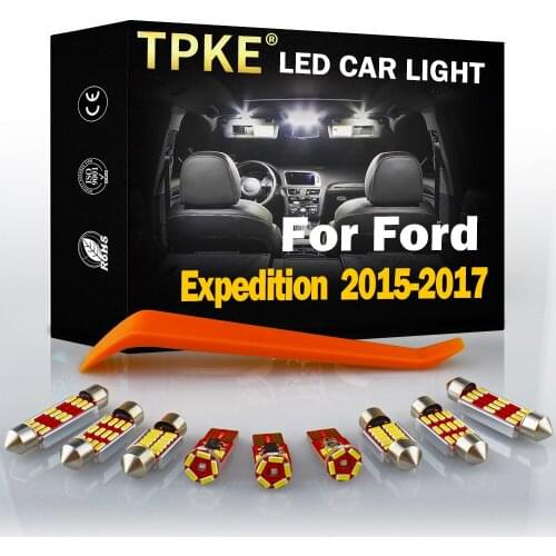 TPKE 10Pcs LED Lights Interior Kit For 2015- 2017 Ford Expedition Map Dome Trunk License Plate Light