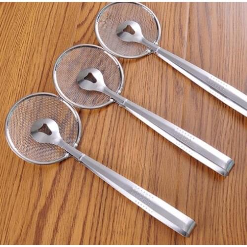 100pcs Multi-functional Filter Spoon With Clip Food Kitchen Oil-Frying BBQ Filter Stainless Steel Clamp Strainer Kitchen Tool SN