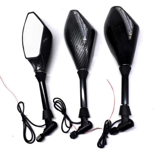 2pcs/pair Motorcycle Rearview Mirrors Black With LED Turn Signal Integrated Mirrors For Honda Kawasaki Suzuki