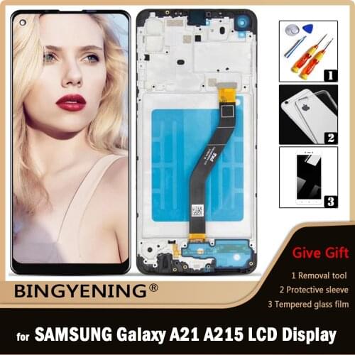 3pcs/5pcs/10pcs For Samsung Galaxy A21 A215 SM-A215U Full LCD Display Screen Touch Digitizer Assembly with Frame Replace