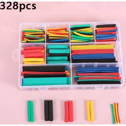328pcs Heat Shrink Tubing Insulation Shrinkable Tubes Assortment Electronic Polyolefin Heat Shrink Tubes Wire Cable Sleeve Kit