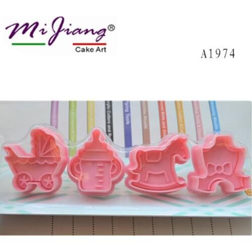 4Pcs/Set 3D Baby Series Plastic Cookie Cutter Mold DIY Baking and Pastry Tools Cake Decoration Christmas Kitchen Bakeware A1974