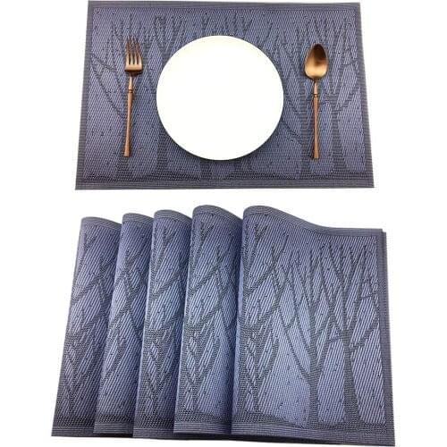 4Pcs/lot 3 Colors Blue Cartoon Dinner Placemats PVC Place Table Mats Forest Tree Tableware Dinnerware Lovely Kitchen Table Pads