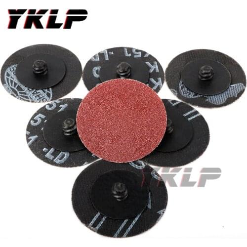 50mm Rotary Lock Disc Polishing Disc Emery Cloth Wheel Sandpaper Piece Rotary Sand Disc Button Wheel Derusting 24-320Grit 50PCS