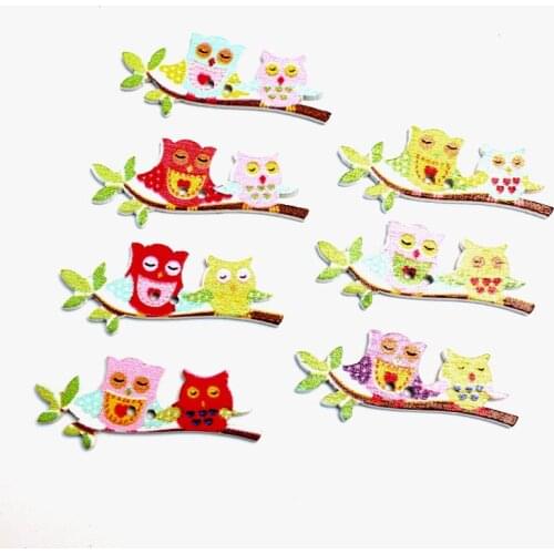 50pcs Mixed 40mm Birds Wooden Buttons For Clothes Needlework Scrapbooking Crafts Diy Sewing Accessories Wood Decoration