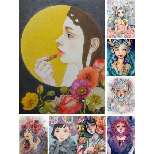 Colorful Flower Girls Diy 5D Diamond Painting Full Square and Round Embroidery Mosaic Cross Stitch Kit Wall Art Home Decor Gifts