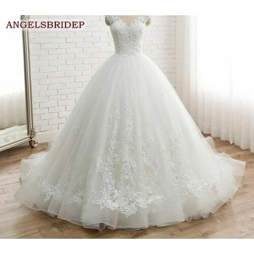 ANGELSBRIDEP Scoop -Neck Ball Gown Wedding Dresses Boho Vestido De Noiva Corut Train Bridal Gowns Formal Bride Dress Custom Make