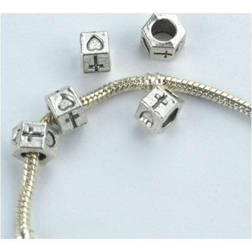 20 pcs alloy beads Round Shape cross Heart-shaped charm tibetan silver diy beads for European bracelet jewelry making 1857