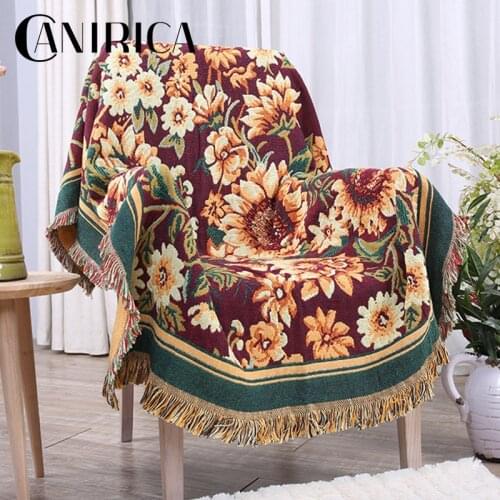 CANIRICA Throw Blanket Sofa Throw For Living Room Bed Plane Travel Linen Blankets For Beds Home Decorative Bohemia Sunflower