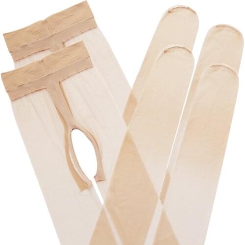 DOIAESKV 2Pairs/lot 0D Sexy Breathable Tights Transparent Crotchless Women Pantyhose Ultra-thin Nylon Tights Stretchy Stockings