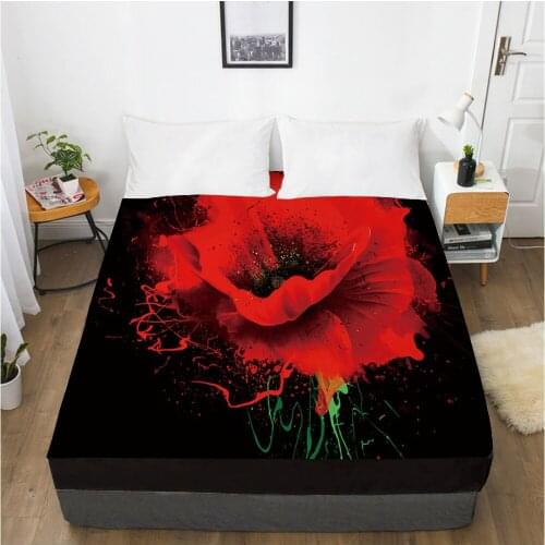 Elastic fitted sheet bed sheet With An Elastic Band 150x200/180/200/160x200 Mattress Cover Bed cover 1pc Black rose