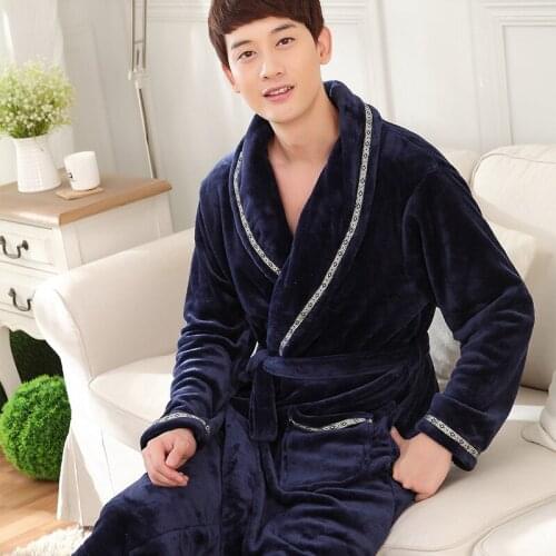 Flannel Nightgown Men Robe Coral Wool Upgrade Home Wear Thickened Autumn/Winter Bathrobe Lounge Negligee Pajamas Халат