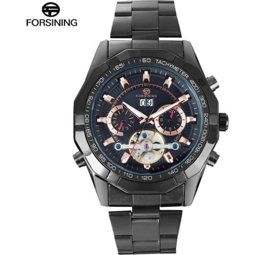 FORSINING Relogio Masculino 2017 Luxury Brand Business Steel Strap MenS Watch Auto Mechanical Tourbillion Wristwatches
