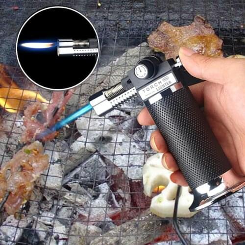 Gas Lighter High Capacity Torch Turbine Lighter Spray Gun Butane Two Blue Flame Cigar Explosion-proof Lighter Wild Kitchen BBQ