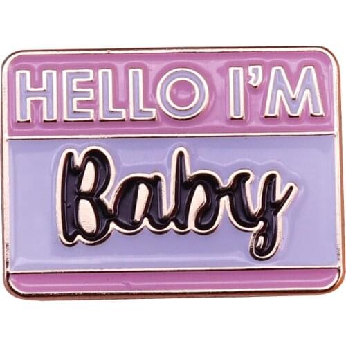Hello I'm Baby Pink Name Tag Pin Funny Meme Decor