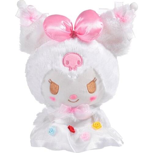 20cm Kuromi Pure White Plush Toys Original Anime Sanrio Melody Cinnamorol White Princess Dress Plush Doll Childrens Girl Gift