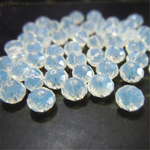 Isywaka Milky White Color 3*4mm 145pcs Rondelle Austria faceted Crystal Glass Beads Loose Spacer Round Beads for Jewelry Making