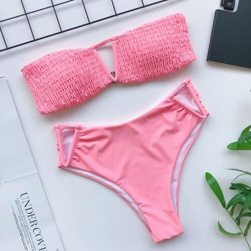 Print Bandeau Micro Bikini Set 2020 Off Shoulder Swimsuit Female Summer Swimwear Brazilian Biquini Strapless Bathing Suit