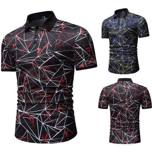 Summer New Mens Casual Fashion Short-sleeved Lapel Printing Mens T-shirt Business Casual T-shirt -40