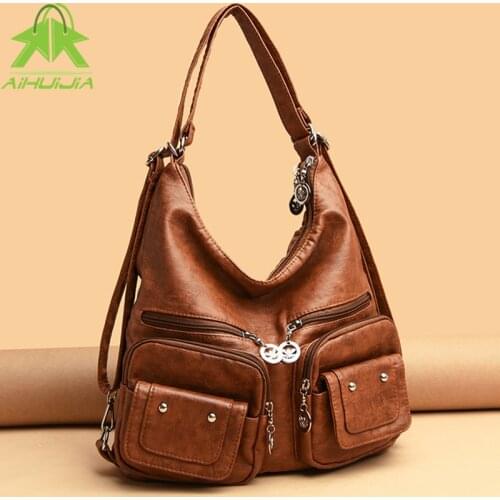Fashion Shoulder Bags for Women Soft Leather Handbags Luxurious 2021 New Female Multi-pocket Designer High Quality Tote Bags