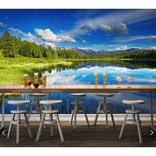 Custom scenery wallpaper, alpine lake murals for living room bedroom sofa background decorative waterproof wallpaper