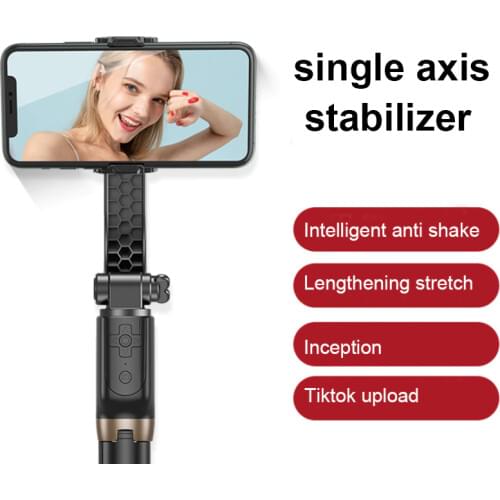 Single axis stabilizer R15 mobile phone self stick vlog video live anti shake aluminum tripod for xiaomi red note 9 for iphone12