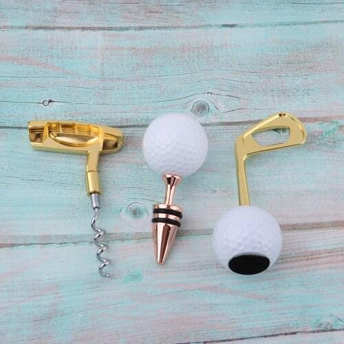 Golf Ball Bottle Opener Beer Stopper Putter Design Wine Plug Sealer Alloy Screw Puller Co-Workers Boss Present