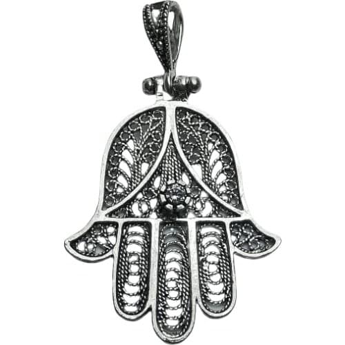 925 silver FATIMA hand pendant with white zircon plated brand OSNOR