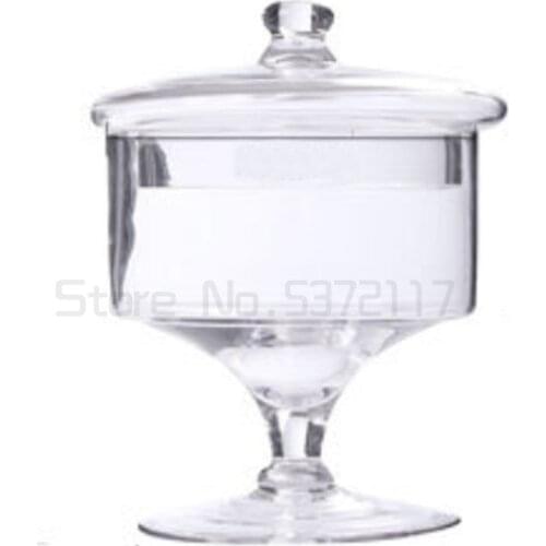 Transparent Glass Cake Stand with Lid Candy Jar with Glass Cover Wedding Dessert Display Stand Home Candy Storage Tank