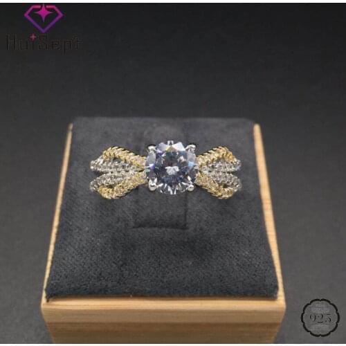 HuiSept Luxury Charm Rings 925 Silver Jewelry Accessories Zircon Gemstones Ring for Wedding Engagement Banquet Party Wholesale