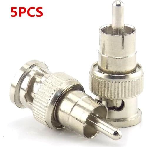 5pcs BNC Male to RCA male Adapter connector plug for CCTV Surveillance ip Camera video balun poe splitter Security System W17