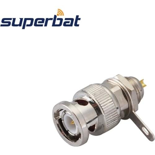 Superbat BNC Front Mount Plug Bulkhead with Solder Cup Straight RF Coaxial Connector