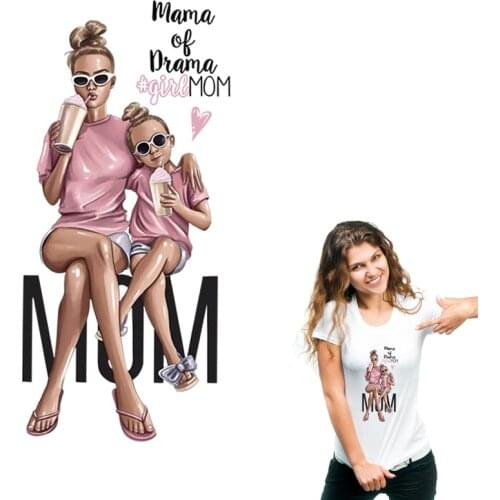 Girls And Mom Iron On Patch Russia Style Thermal Stickers Clothes Decoration Diy Accessory Print On T-Shirt Appliques On Clothes