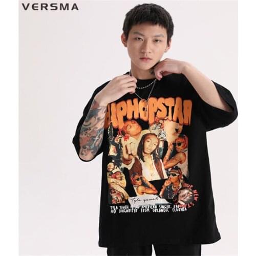 VERSMA Korean Harajuku Vintage Oversized Skateboard T-shirt Men Women Hip Hop Streetwear Rock Punk Motorcycle Rapper T Shirt Men