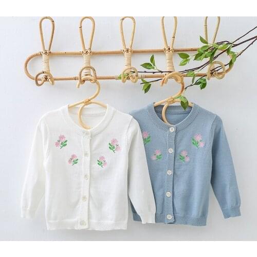 Baby Girl Sweater Knit Embroidered Cardigan Sweater Children Flower Sweater Autumn Long Sleeve Baby Girl Clothes Coat