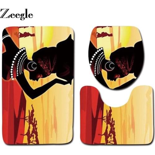 Zeegle 3pcs Bathroom Mats Set Toilet Rug Set Anti-Slip Bathroom Carpets Soft Flannel Toilet Mat and Bath Rug Sets