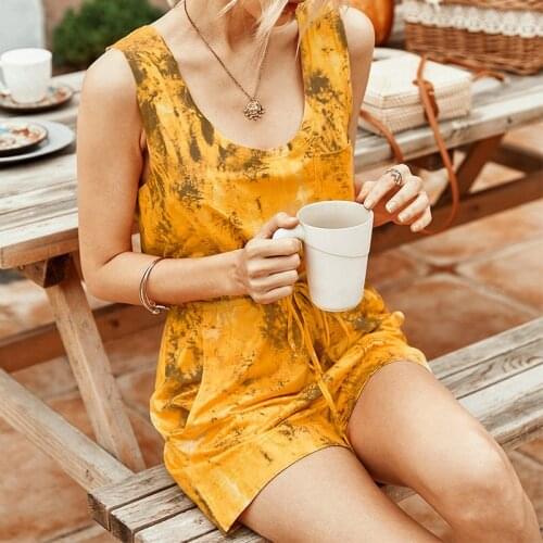 Summer Cotton Womens Jumpsuit Round Collar Sleeveless Thin Joker Mid Waist Lace-Up Solid Fashion Office Lady Jumpsuit
