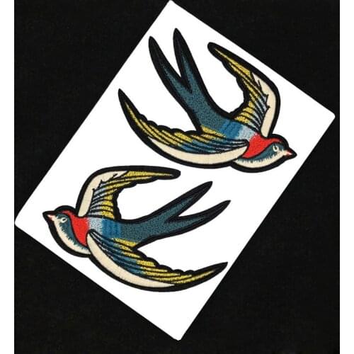 1 Pair Embroidered Swallows Patches Iron On Cloth Accessories for Coat Jeans Dress Cute Flying Birds Patches