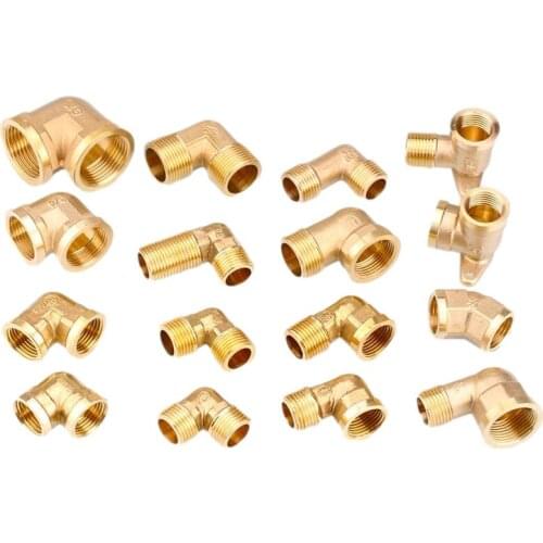 1 Pcs 1/8" 1/4" 3/8" 1/2 1‘’ Inch Copper Elbow Water Pipe Fittings Male Thread Brass Adapter Inner Outer Wire Connector 90 Deg