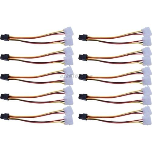 Promotion 10PCS Molex 4 Pin to PCI-E PCI Expess 6 Pin Power Converter Adapter Cable Connector Power Supply
