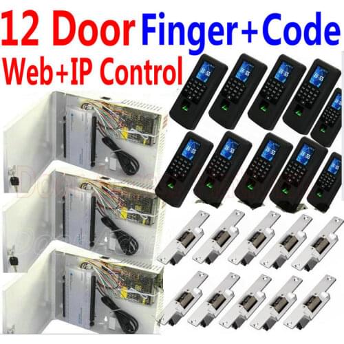 12 Metal Wooden Doors Electric Strike lock New TFT-LCD Color Screen Fingerprint Scanner+Password reader Biometric access control