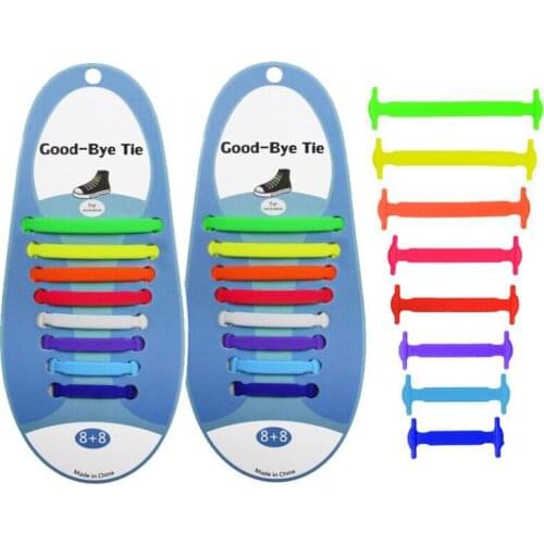 16pcs/lot Silicone Shoelaces Elastic Shoe Laces Special No Tie Shoelace for Men Women Lacing Rubber Zapatillas 13 Colors