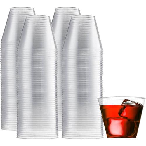 20Pcs 9oz Disposable Plastic Cup Old-Fashioned Transparent Food Container Used For Tea Cocktail Yogurt Mousse Dessert Baking