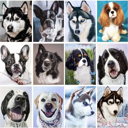 5D DIY Diamond Painting Cross Stitch Diamond Embroidery Dog Diamond Mosaic Pictures Full Round/Round Rhinestones Beads
